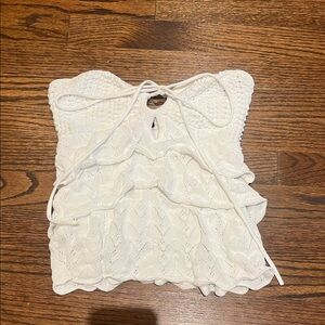 Aqua White Lace Tank Top